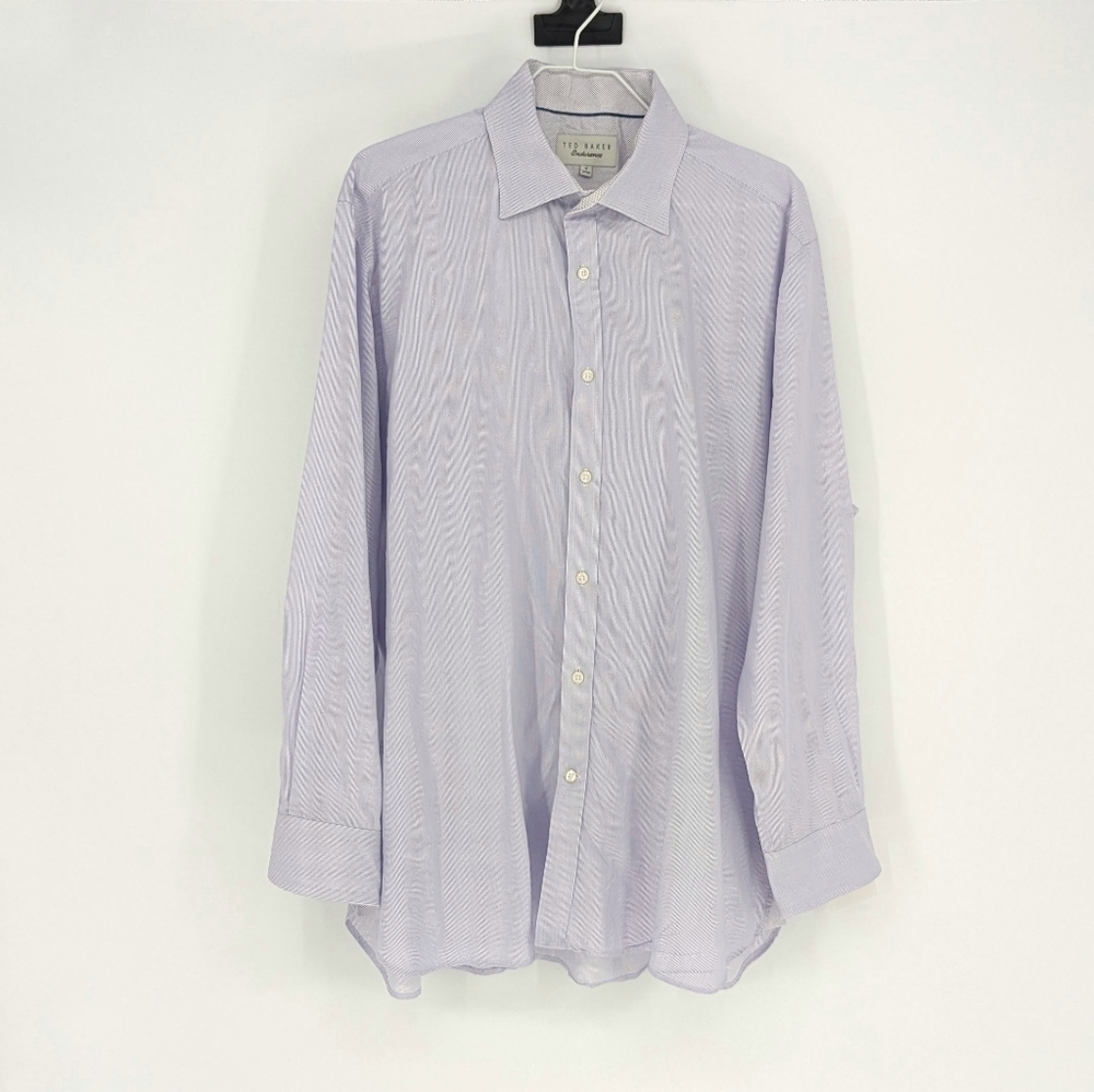 Ted Baker Button Down Dress Shirt Blue 17 32/33 preppy classis Business casual